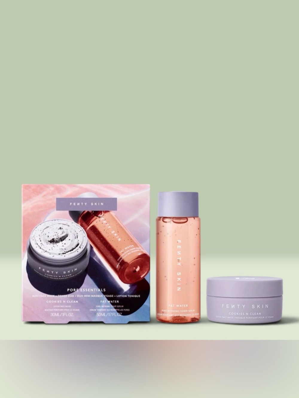 Fenty Skin Pore Essential Cookies N Cream Face Mask & Fat Water Toner Duo NIB